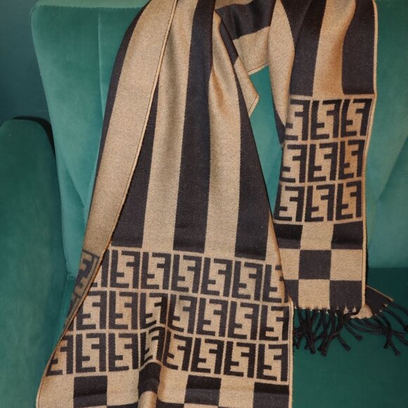 Fendi Accessories - FENDI Zucca FF Logo Wool Scarf
